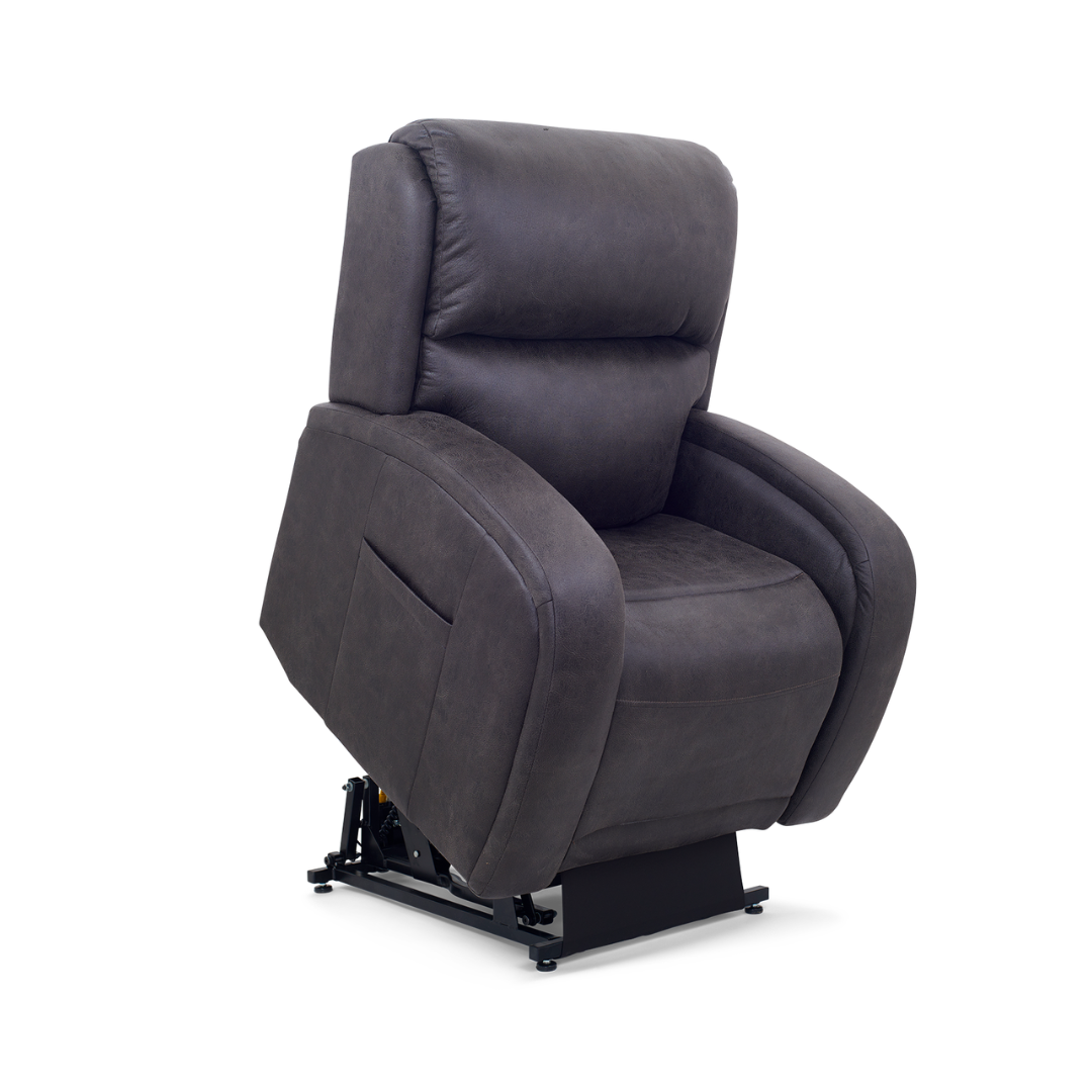 Golden Tech EZ Sleeper Assisted Lift Recliner with Twilight & Power Lumbar - Black Onyx in lifted position